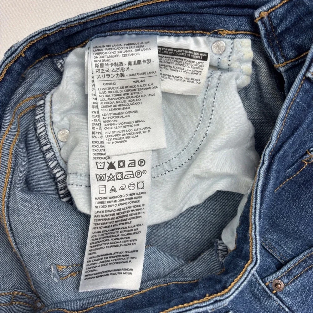Levis 721 High Rise Skinny Jeans Womens 29 Medium Wash Blue Raw Hem